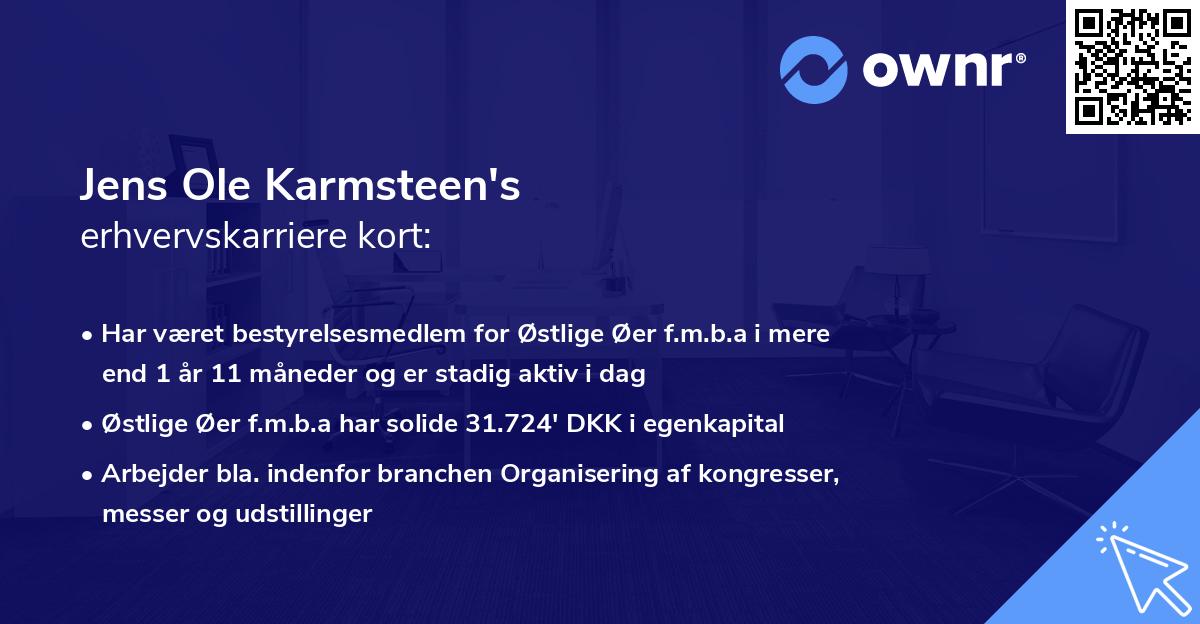 Jens Ole Karmsteen's erhvervskarriere kort
