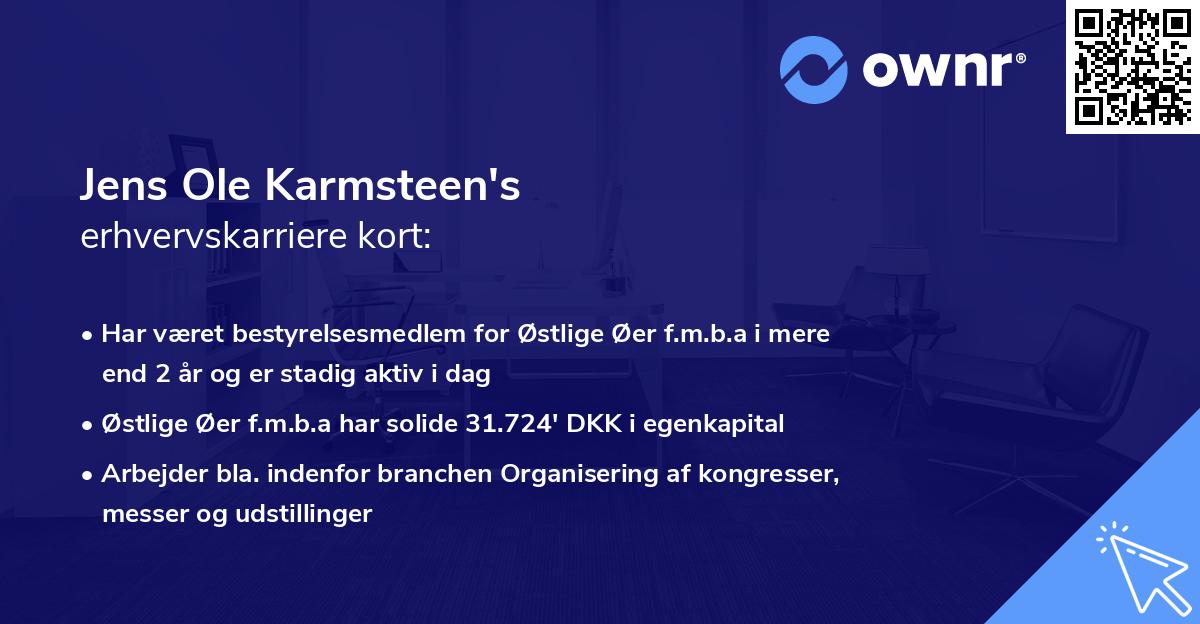 Jens Ole Karmsteen's erhvervskarriere kort