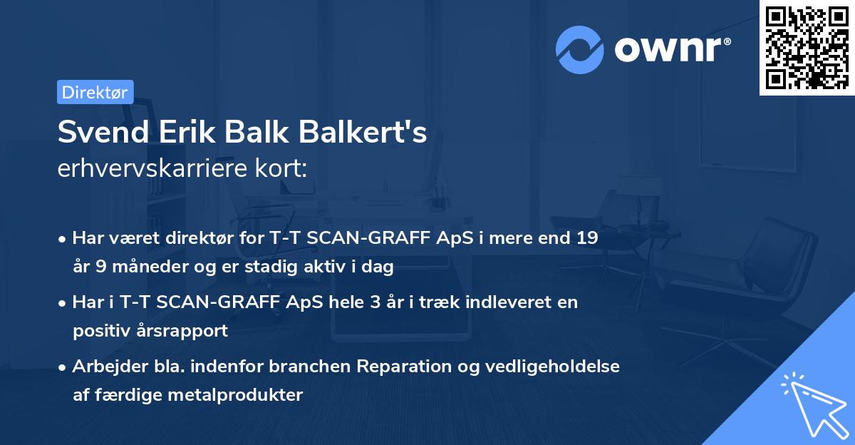 Svend Erik Balk Balkert's erhvervskarriere kort