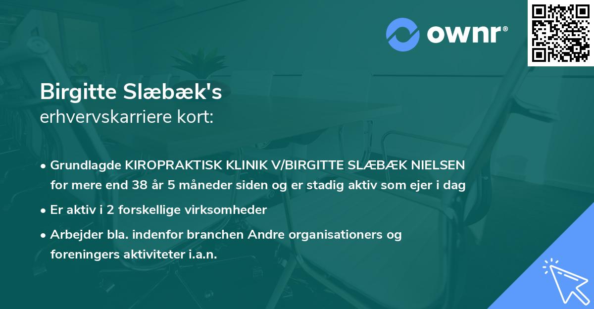 Birgitte Slæbæk's erhvervskarriere kort