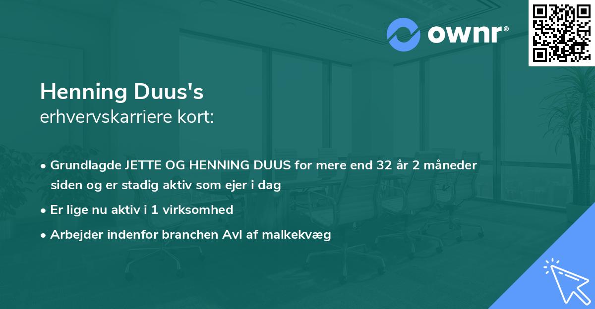 Henning Duus's erhvervskarriere kort