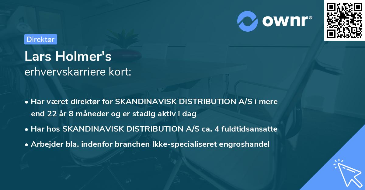 Lars Holmer's erhvervskarriere kort