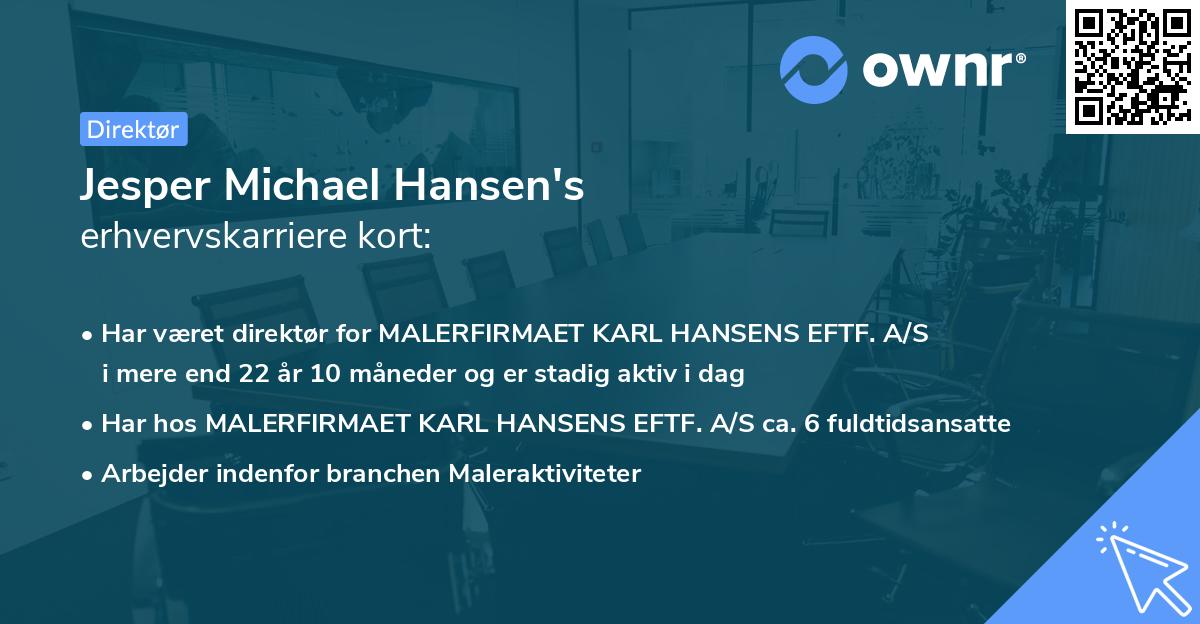 Jesper Michael Hansen's erhvervskarriere kort