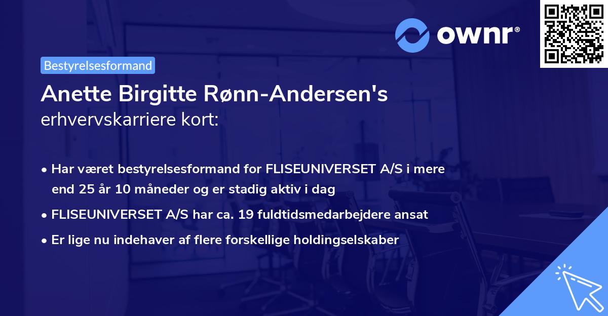 Anette Birgitte Rønn-Andersen's erhvervskarriere kort