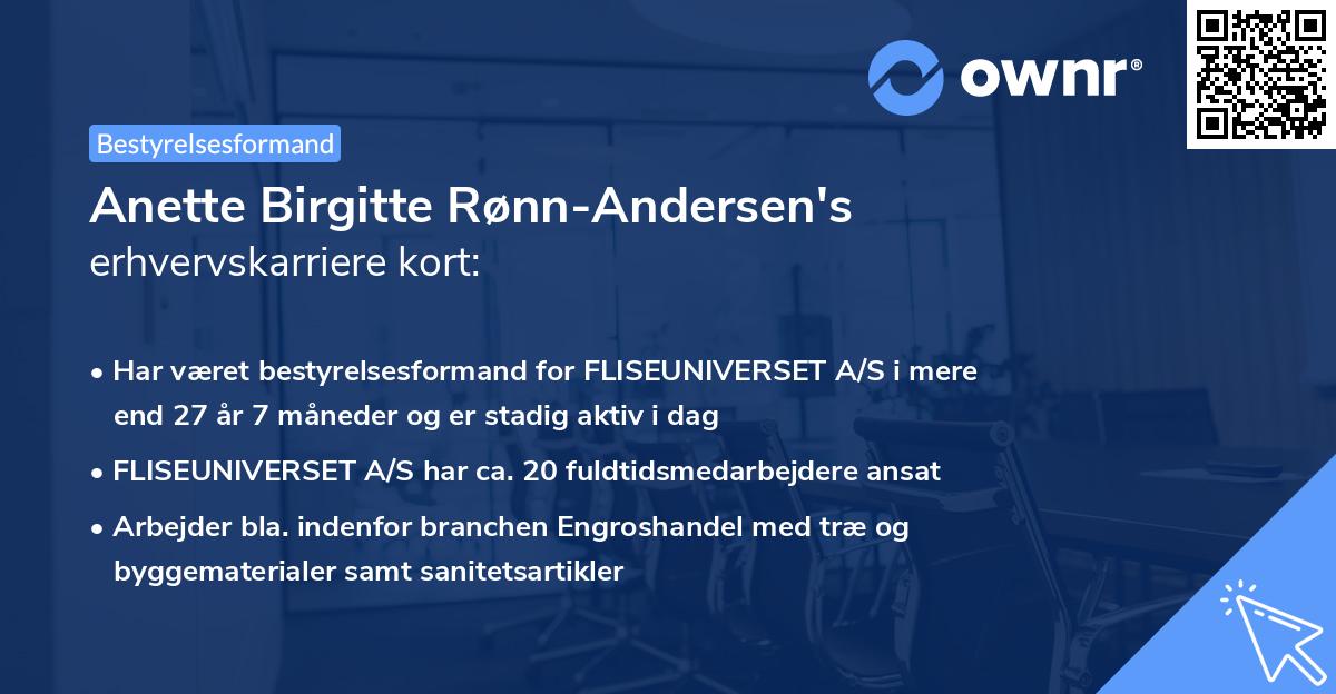 Anette Birgitte Rønn-Andersen's erhvervskarriere kort