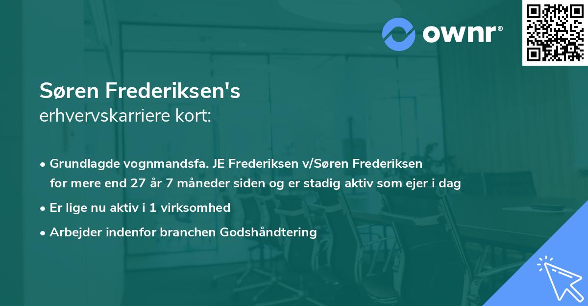 Søren Frederiksen's erhvervskarriere kort