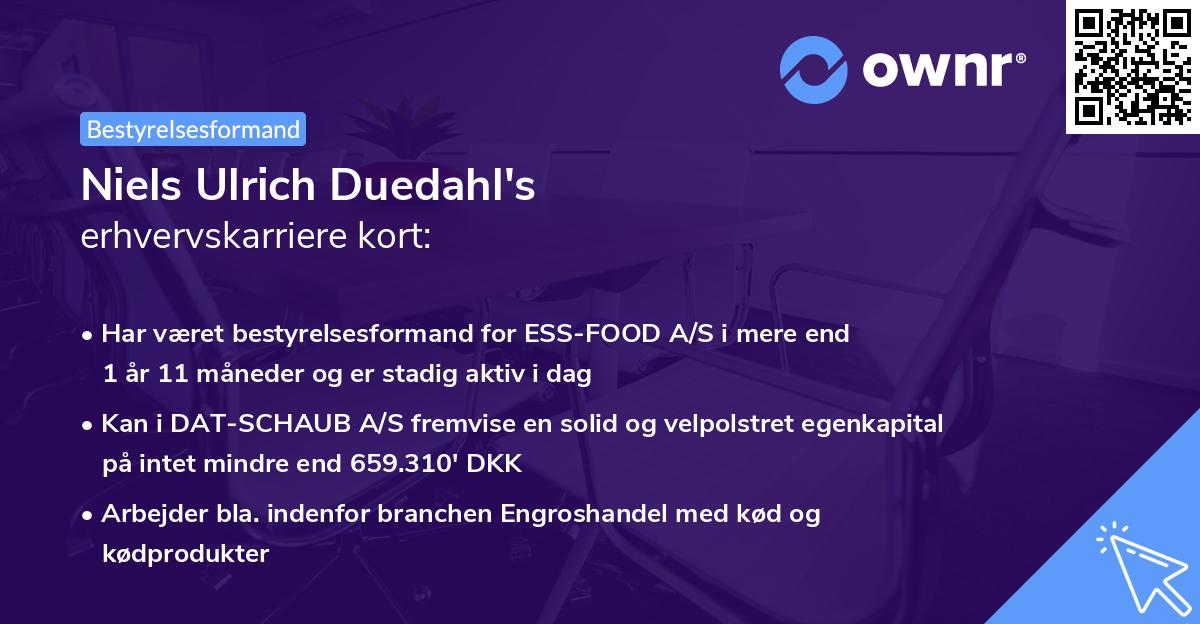 Niels Ulrich Duedahl's erhvervskarriere kort