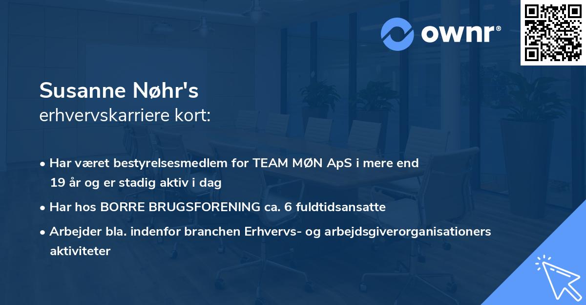 Susanne Nøhr's erhvervskarriere kort