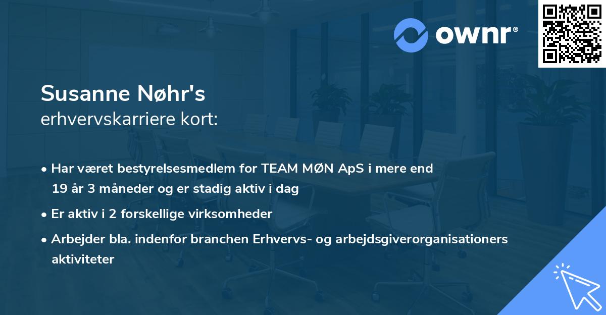 Susanne Nøhr's erhvervskarriere kort