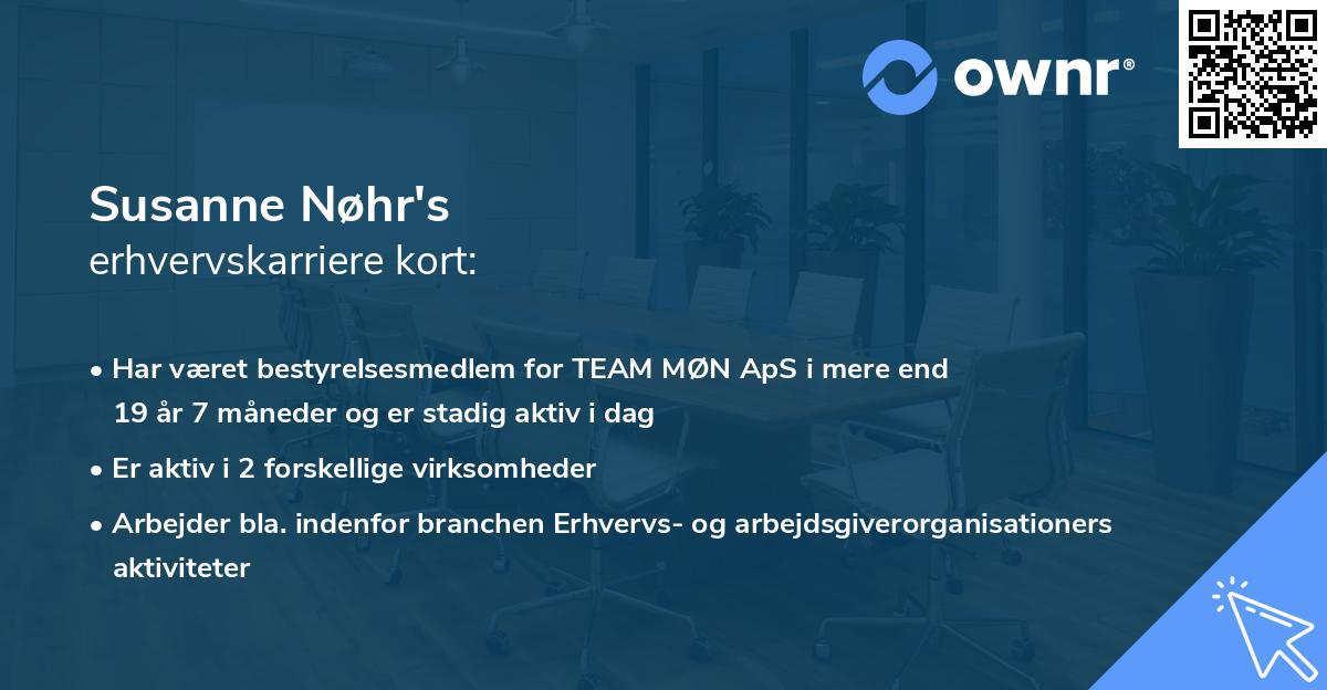 Susanne Nøhr's erhvervskarriere kort