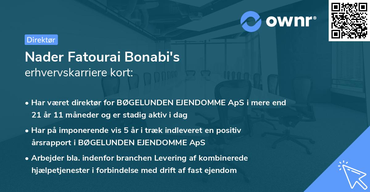 Nader Fatourai Bonabi's erhvervskarriere kort