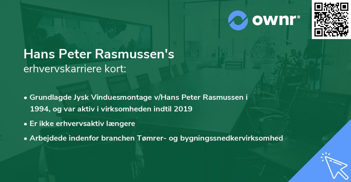 Hans Peter Rasmussen's erhvervskarriere kort