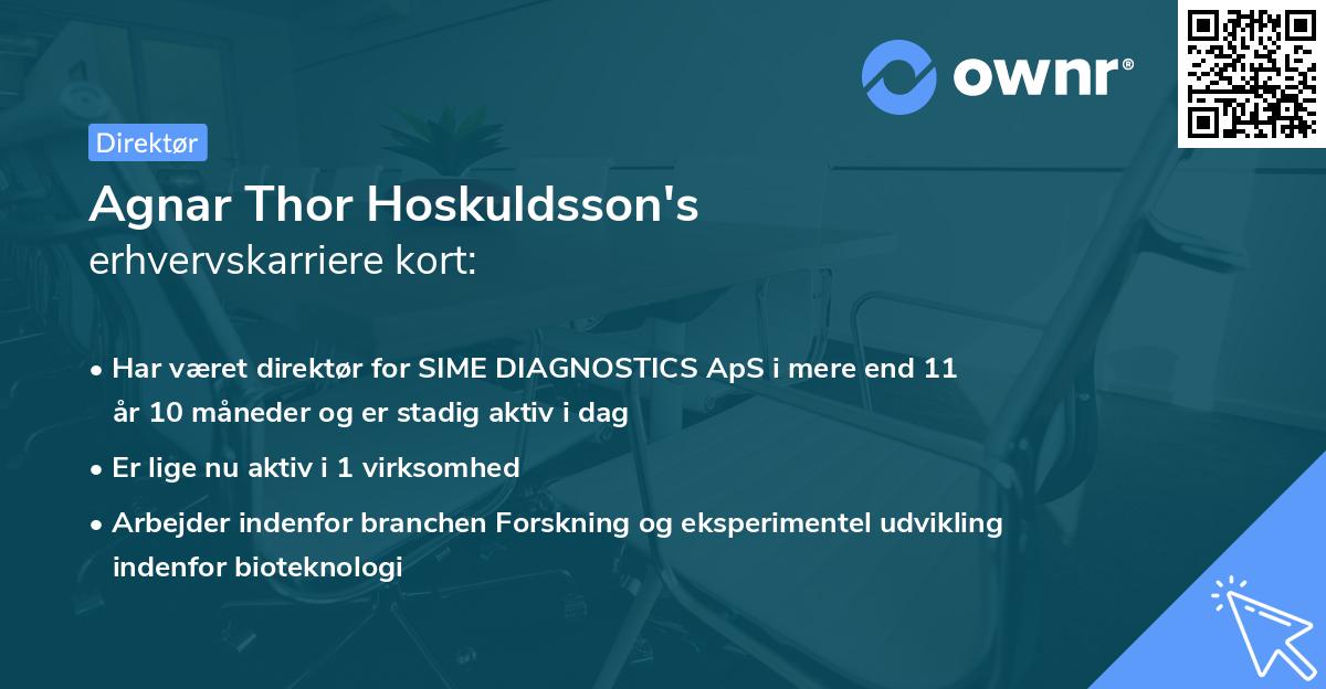 Agnar Thor Hoskuldsson's erhvervskarriere kort