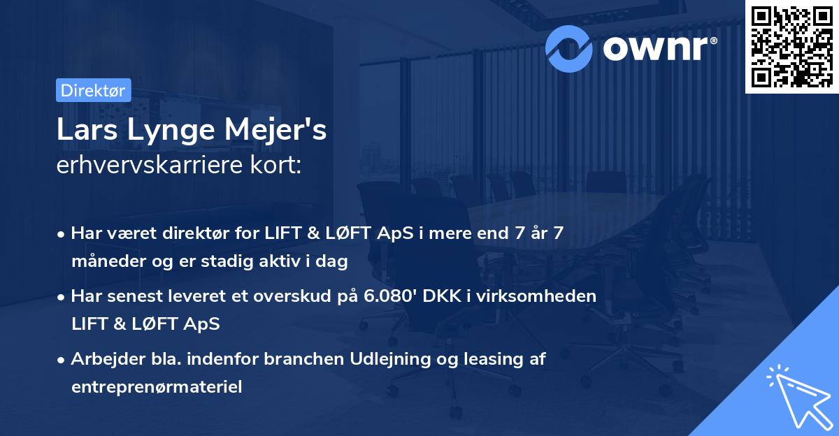 Lars Lynge Mejer's erhvervskarriere kort