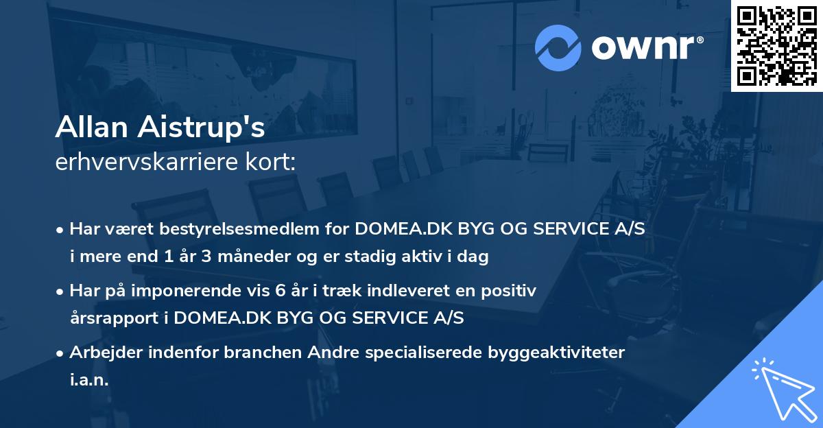 Allan Aistrup's erhvervskarriere kort