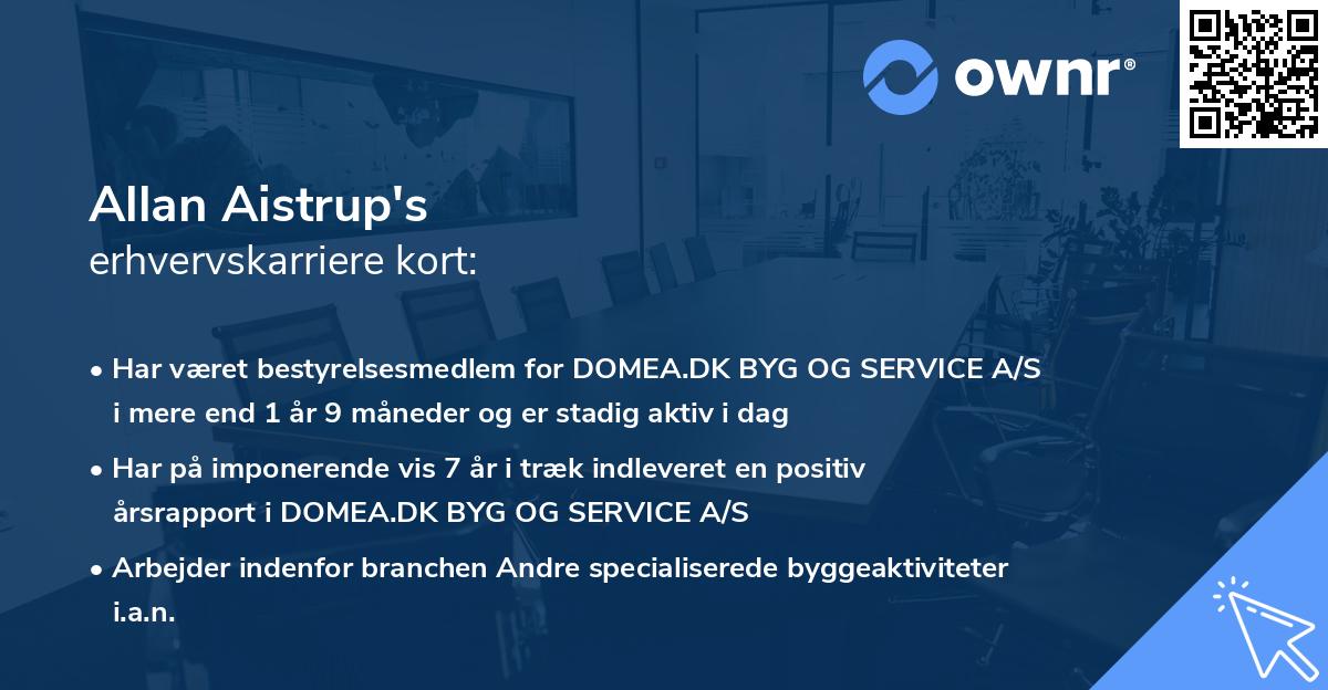 Allan Aistrup's erhvervskarriere kort