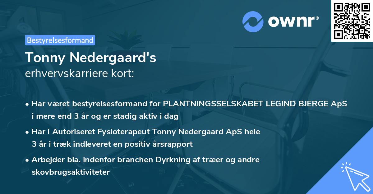 Tonny Nedergaard's erhvervskarriere kort