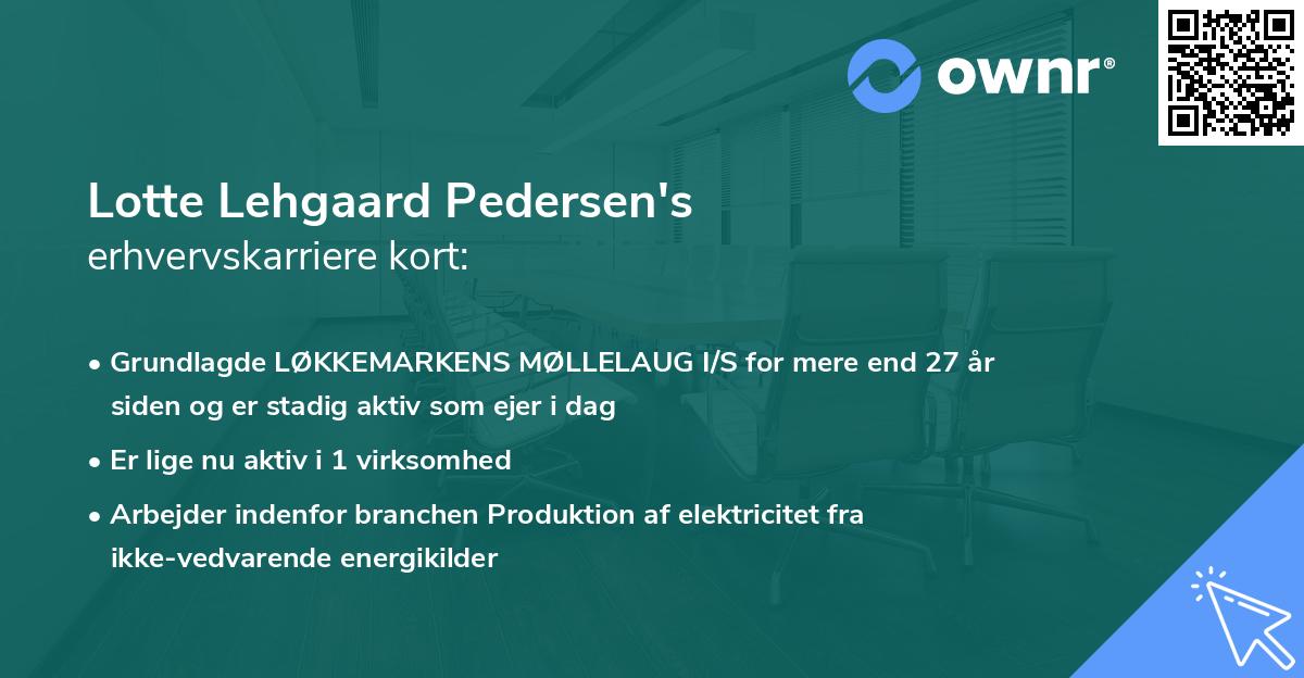 Lotte Lehgaard Pedersen's erhvervskarriere kort