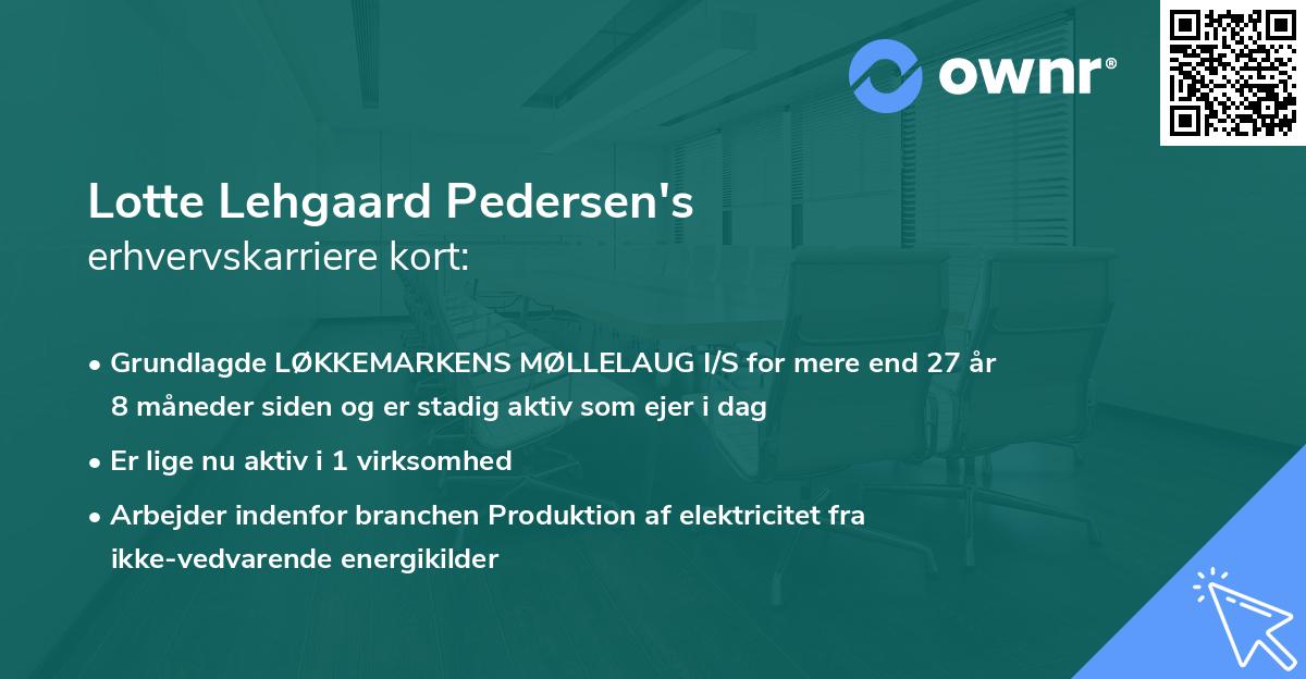 Lotte Lehgaard Pedersen's erhvervskarriere kort
