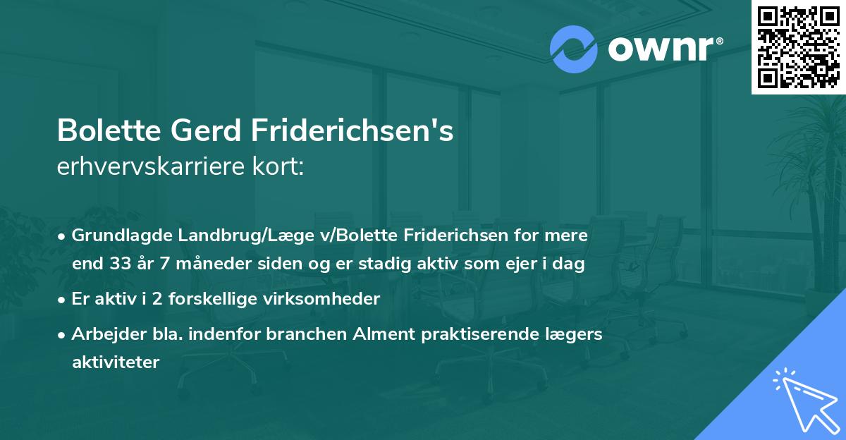 Bolette Gerd Friderichsen's erhvervskarriere kort