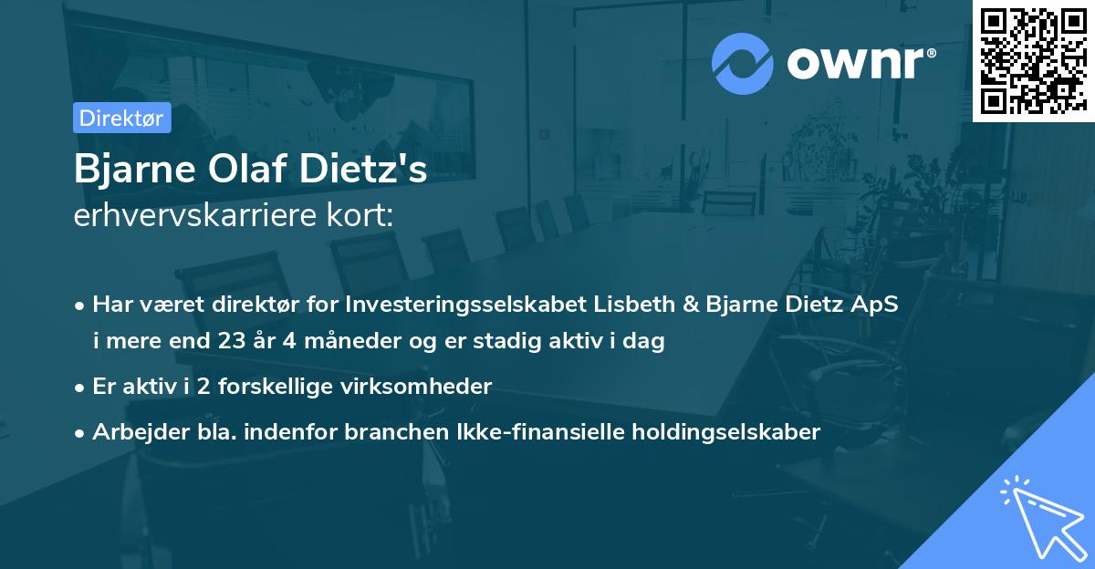 Bjarne Olaf Dietz's erhvervskarriere kort