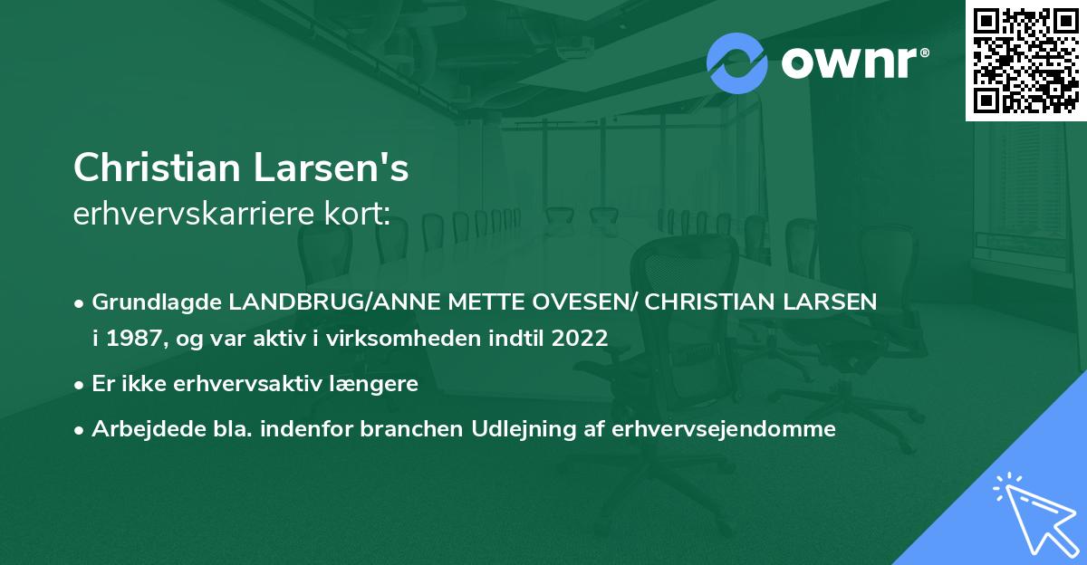 Christian Larsen's erhvervskarriere kort