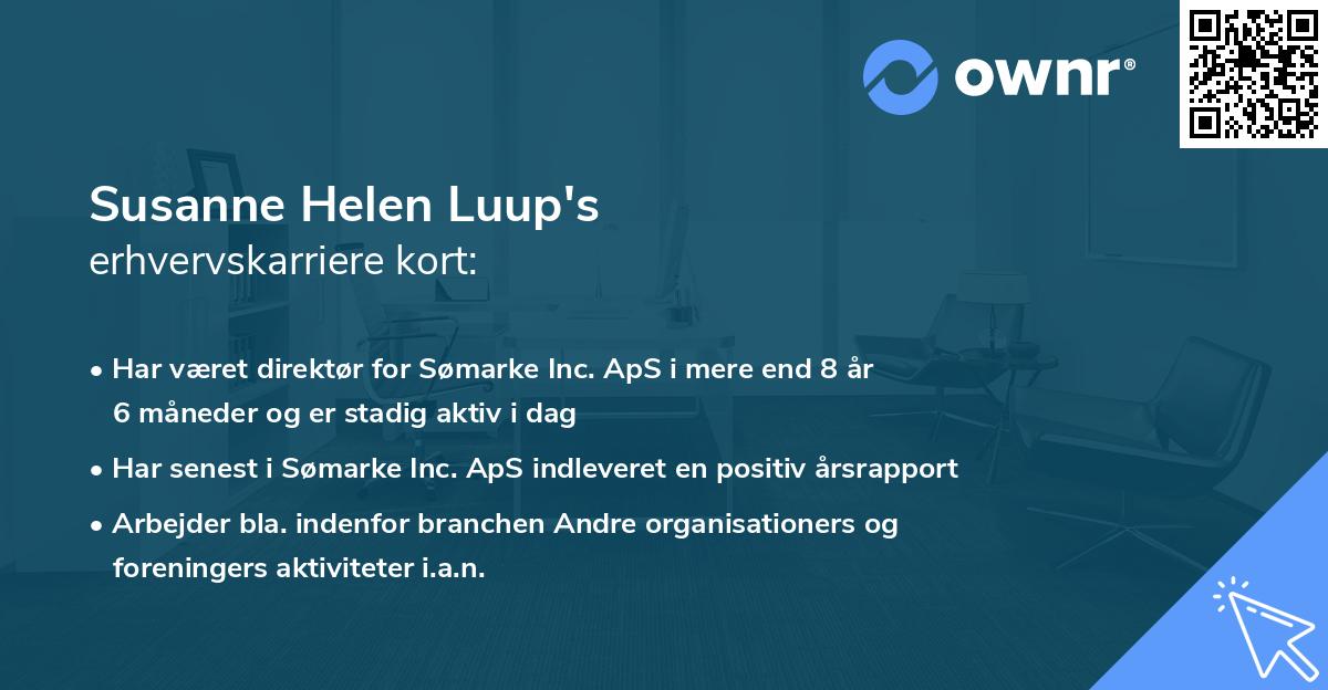 Susanne Helen Luup's erhvervskarriere kort