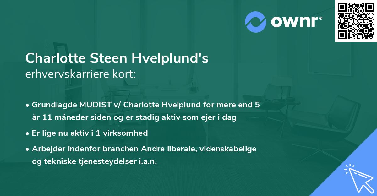 Charlotte Steen Hvelplund's erhvervskarriere kort