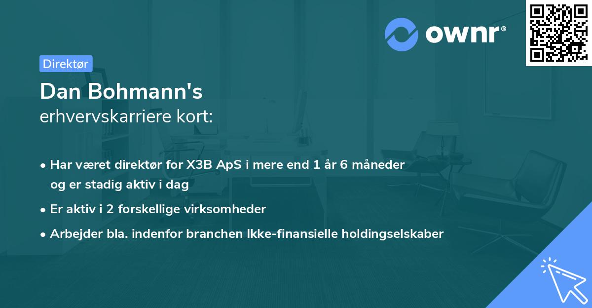Dan Bohmann's erhvervskarriere kort