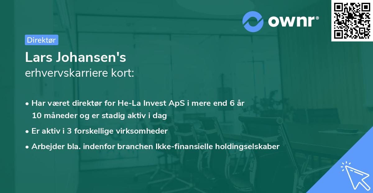 Lars Johansen's erhvervskarriere kort