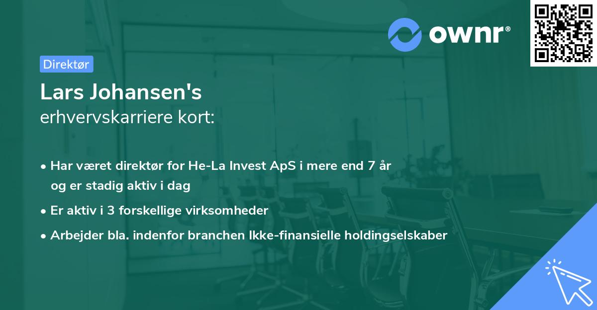 Lars Johansen's erhvervskarriere kort