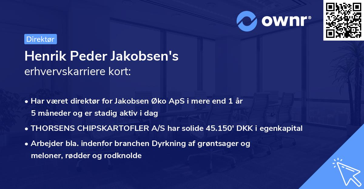 Henrik Peder Jakobsen's erhvervskarriere kort