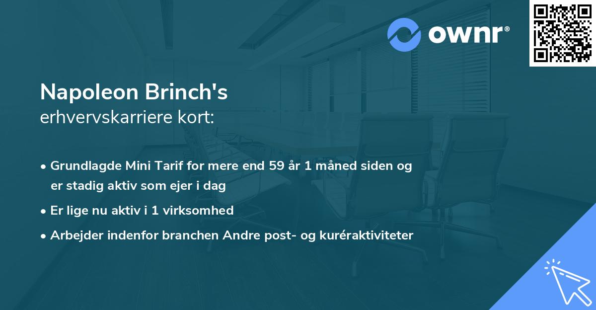 Napoleon Brinch's erhvervskarriere kort