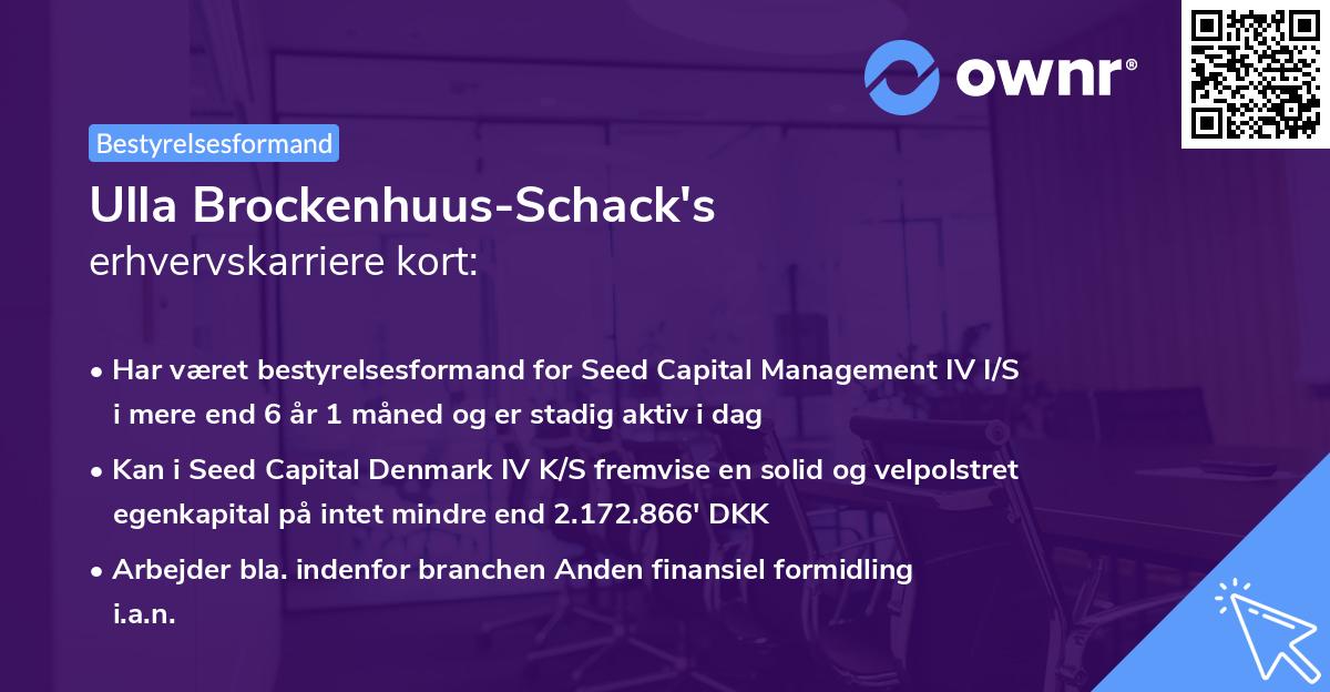 Ulla Brockenhuus-Schack's erhvervskarriere kort