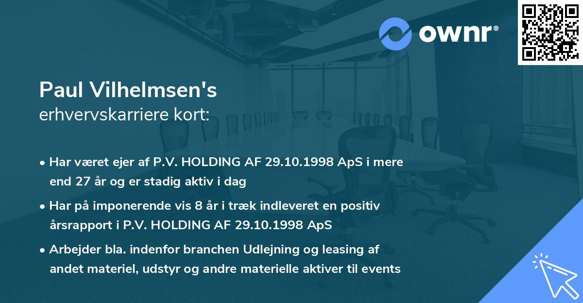 Paul Vilhelmsen's erhvervskarriere kort