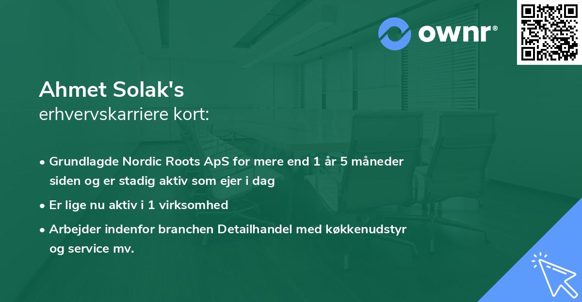 Ahmet Solak's erhvervskarriere kort