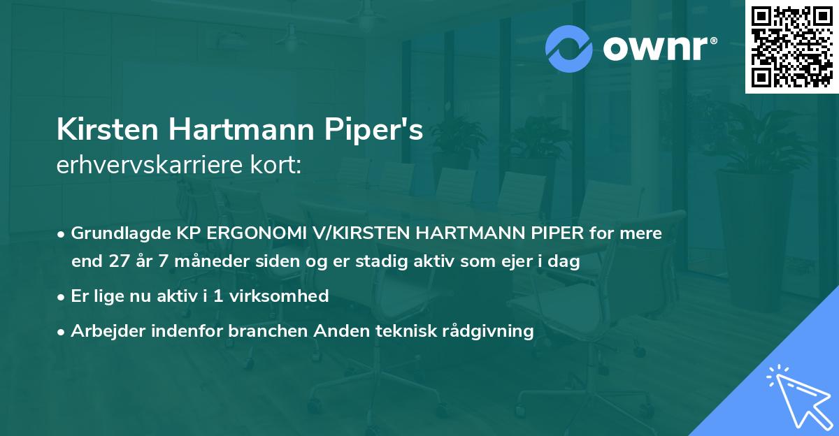 Kirsten Hartmann Piper's erhvervskarriere kort