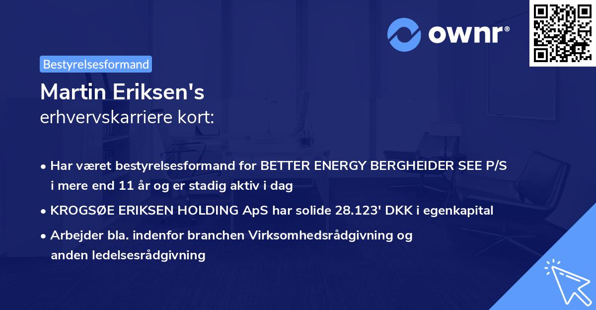 Martin Eriksen's erhvervskarriere kort