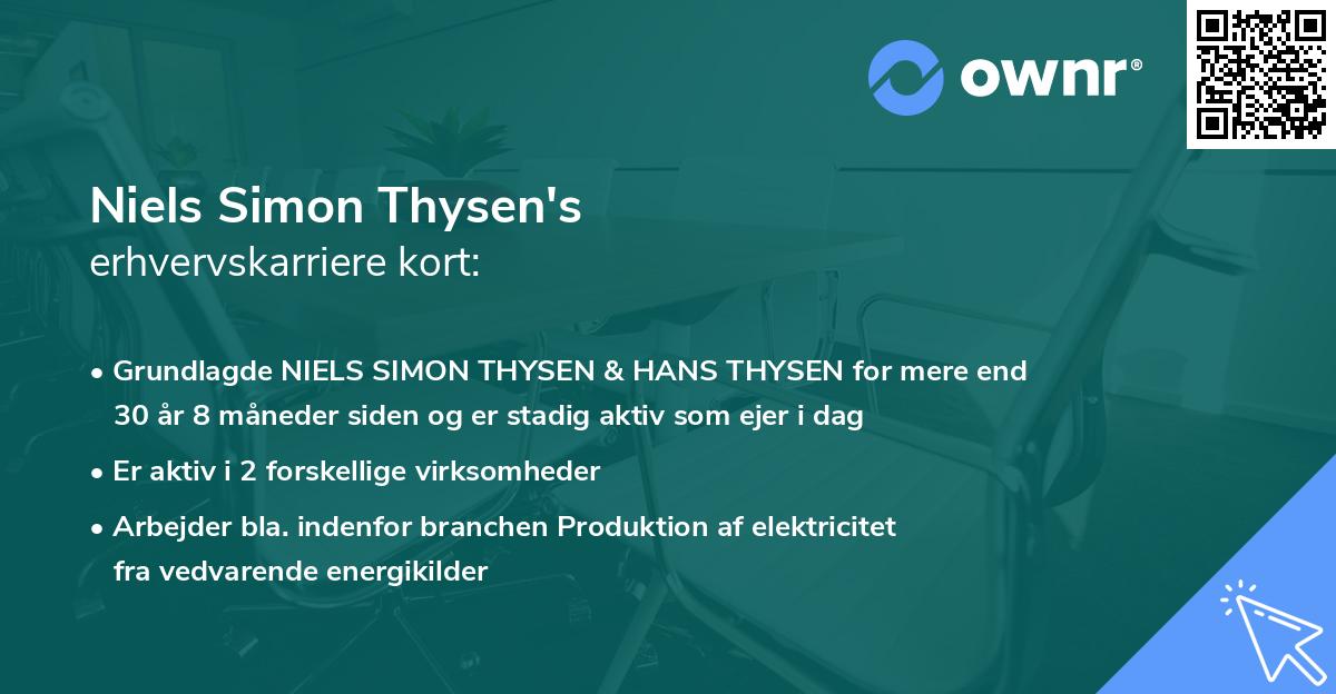 Niels Simon Thysen's erhvervskarriere kort