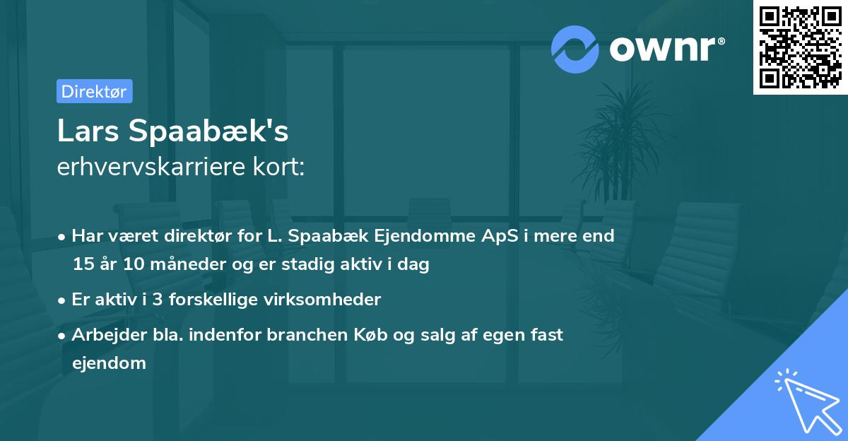Lars Spaabæk's erhvervskarriere kort