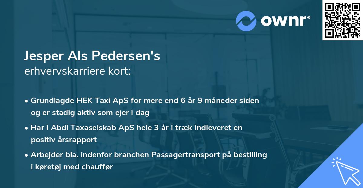 Jesper Als Pedersen's erhvervskarriere kort