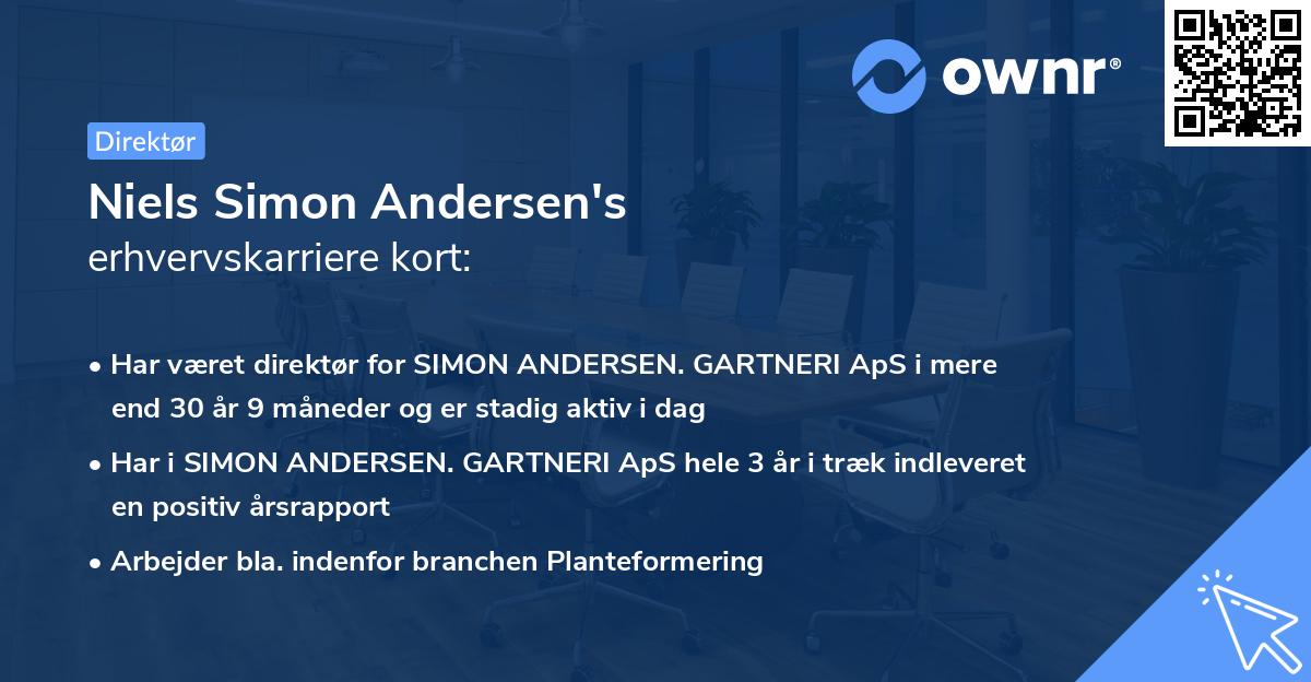 Niels Simon Andersen's erhvervskarriere kort