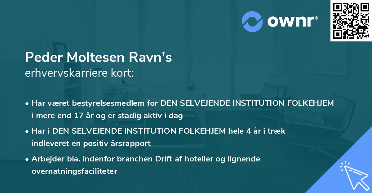 Peder Moltesen Ravn's erhvervskarriere kort