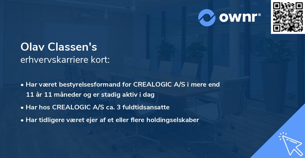 Olav Classen's erhvervskarriere kort