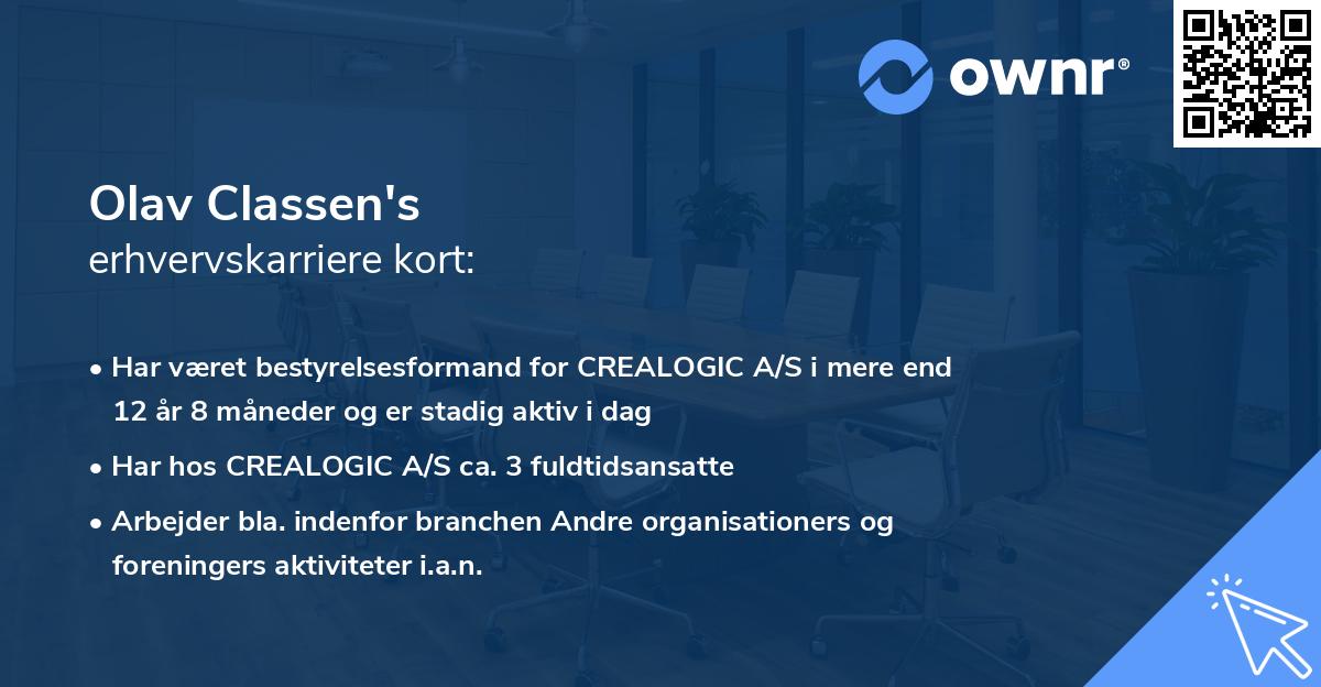 Olav Classen's erhvervskarriere kort