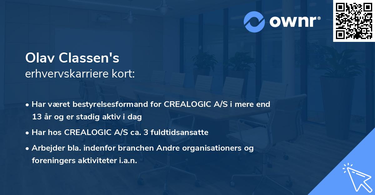 Olav Classen's erhvervskarriere kort