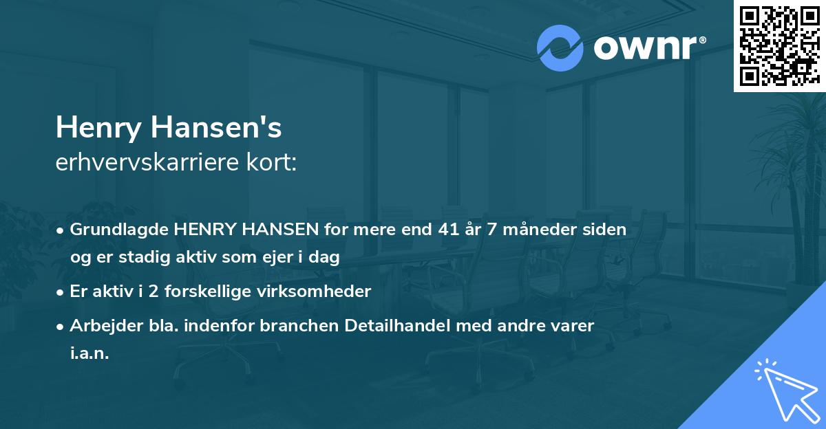 Henry Hansen's erhvervskarriere kort