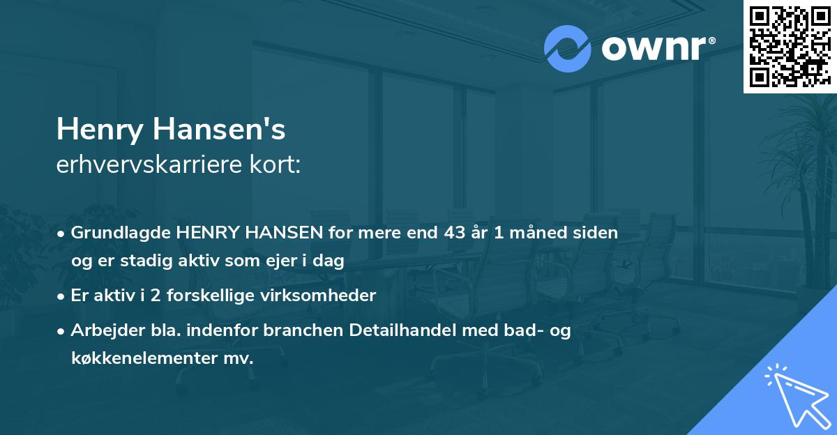 Henry Hansen's erhvervskarriere kort