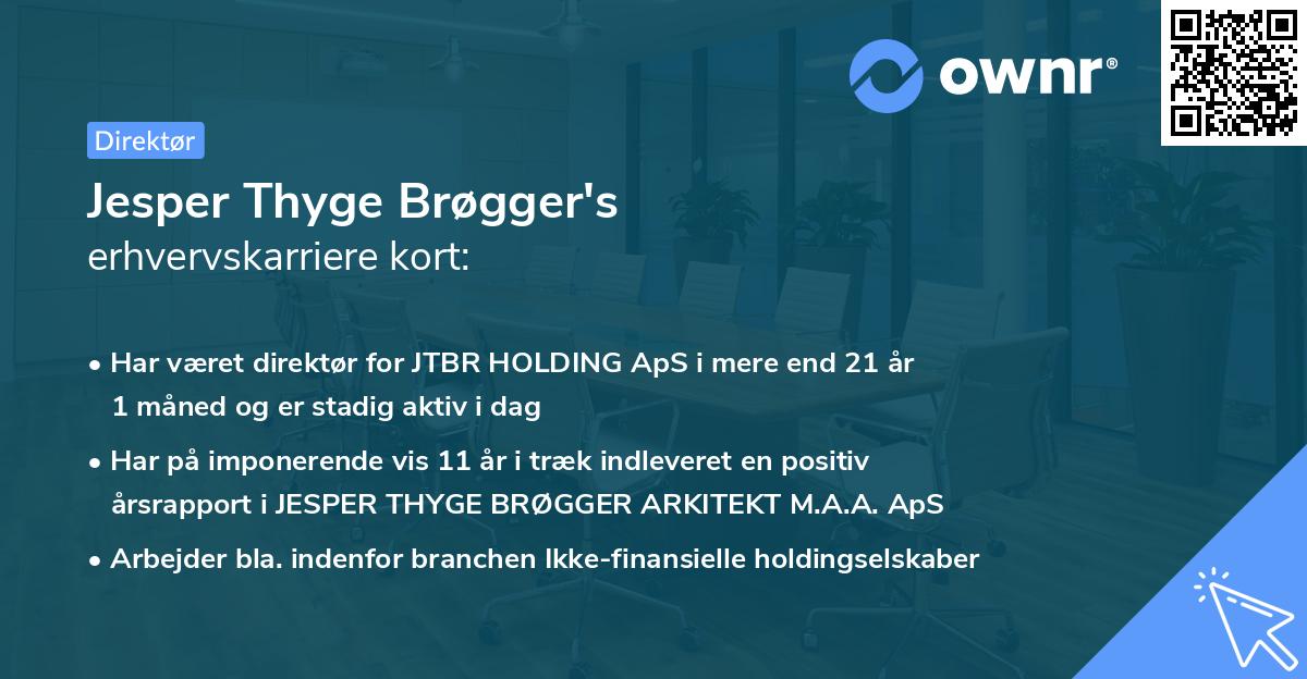 Jesper Thyge Brøgger's erhvervskarriere kort