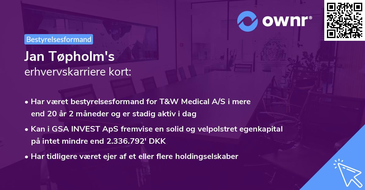 Jan Tøpholm's erhvervskarriere kort